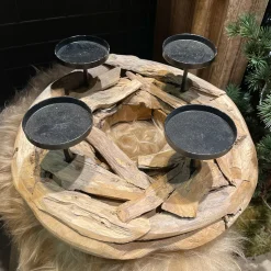 Adventskranz Naturholz, Treibholz Teak, Ø38cm, DIJK Natural Collections