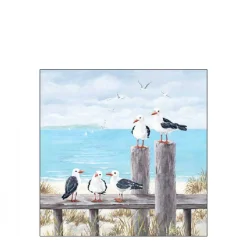 Ambiente Papierservietten Möwen am Strand, Seagulls on the Dock, 25x25cm