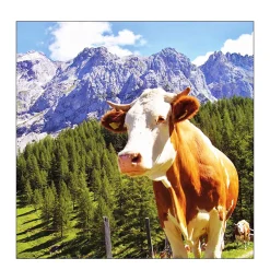 Ambiente Papierservietten Kuh in den Alpen, 33x33cm