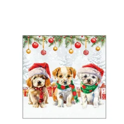 Ambiente Papierservietten lustige Weihnachts-Hundekinder, 25x25cm