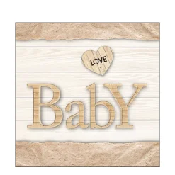 Ambiente Papierservietten Geburt, Holzoptik Baby, Baby Love Nature, 33x33cm