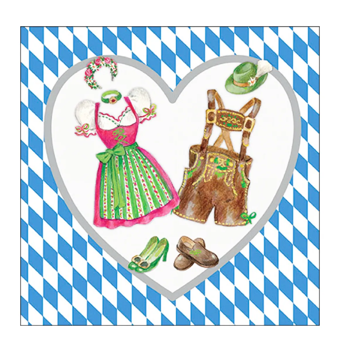 Ambiente Papierservietten Bayerische Tracht, Dirndl und Lederhose, Lunch, 33x33cm