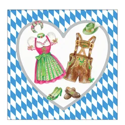 Ambiente Papierservietten Bayerische Tracht, Dirndl und Lederhose, Lunch, 33x33cm