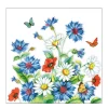 Ambiente Papierservietten Kornblumen und Schmetterling, Cornflower, 33x33cm