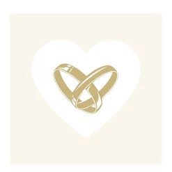 Ambiente Papierservietten Hochzeit Eheringe im Herz, creme, 33x33cm