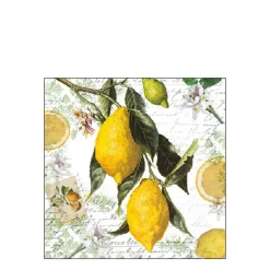 Ambiente Papierservietten Zitronen und Blätter, 25x25cm
