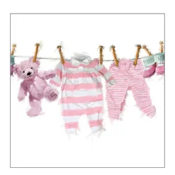 Ambiente Papierservietten Geburt, Babykleidung rosa, Baby Girl Clothes, 33x33cm