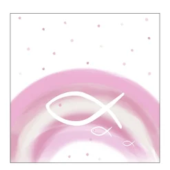 Ambiente Papierservietten Kommunion, Regenbogen und Fische rosa, 33x33cm