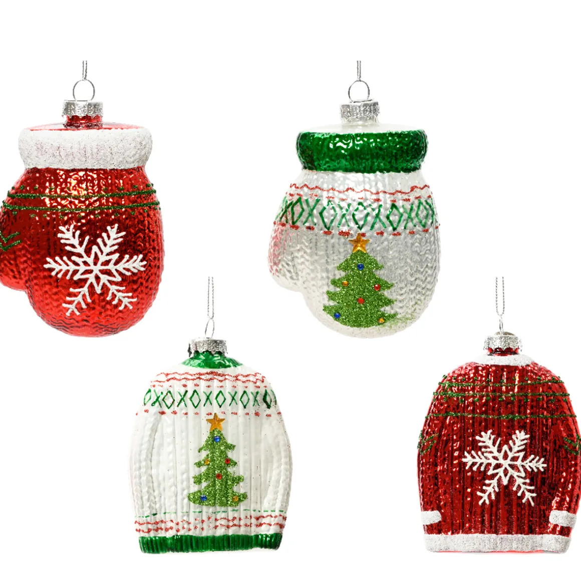 Baumschmuck Weihnachten Pullover und Handschuhe, rot-grün, 11cm, Kaemingk