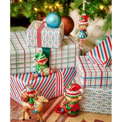 Baumschmuck Elfe, sitzende Weihnachtselfe mit grüner Mütze, 11cm, Kaemingk