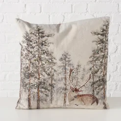 Baumwollkissen Hirsch Fria, Hirsch im Wald, 45x45cm, Boltze Home Collections