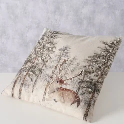 Baumwollkissen Hirsch Fria, Hirsch im Wald, 45x45cm, Boltze Home Collections