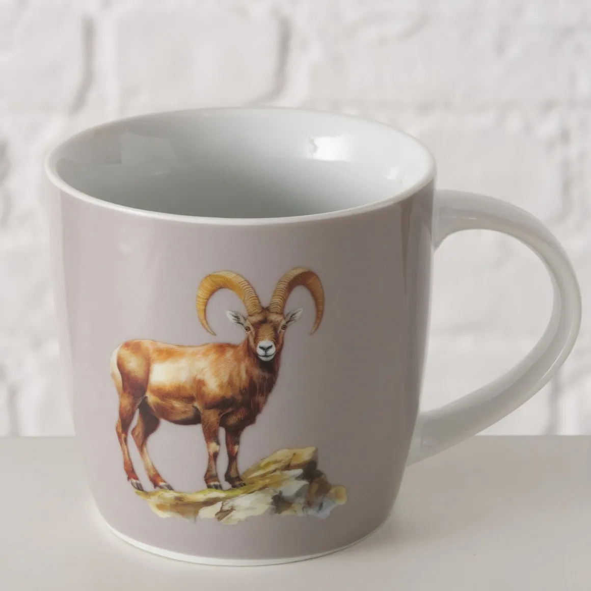 Becher Steinbock Poldie, Porzellanbecher mit Henkel, 330ml, Boltze Home Collections