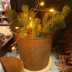 Übertopf Rost mit Goldrand, Pflanztopf Edelrost used look , 12x13cm