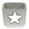 Übertopf Stern, betonoptik, grau-weiß, unfinish, 15x14cm, Beton