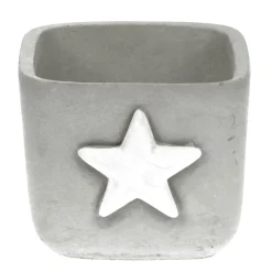 Übertopf Stern, betonoptik, grau-weiß, unfinish, 15x14cm, Beton