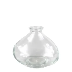 Blumenvase Kiesel, kleine Glasvase bauchig klar, 9x11cm