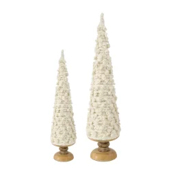 Deko Baum, schlanker Wollbaum mit Holzfuß, 78cm