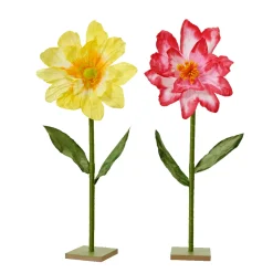 Deko Blume auf Ständer, Papierblume gelb, 80cm