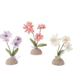 Deko Blume aus Filz, Filzblume weiß auf Filzsockel, 20cm