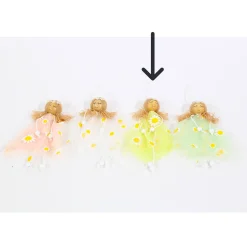 Deko Blumenmädchen, Blumenfee mit Blumenkleid gelb, 20cm, Hänger