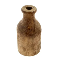 Deko Blumenvase Flasche Naturholz, Holzflasche, Kerzenständer oder Blumenvase aus Naturholz, 25cm