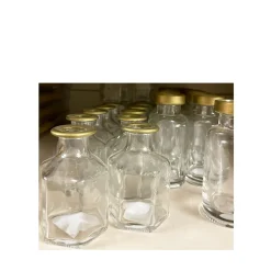 Deko Blumenvase, kantige Vase klar mit dünnem Goldrand, 5x11cm