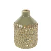Deko Blumenvase Noppen,Keramikvase olive genoppt, 13cm