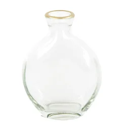 Deko Blumenvase, ovale Vase klar mit dünnem Goldrand, 5x11cm