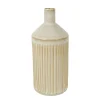 Deko Blumenvase Streifen, Keramikvase creme-beige, Flaschenform, 30cm