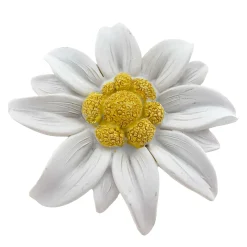 Deko Edelweiß, Edelweiß liegend, weiß-gelb, 9x9cm, Polyresin