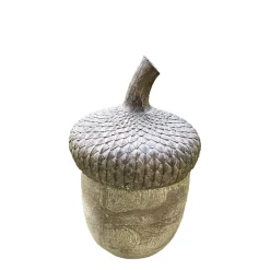 Deko Eichel in Holzoptik, Eichelgefäß mit abnehmbaren Deckel, Vorratsdose, 22cm