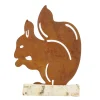 Deko Eichhörnchen auf Baumstamm, Rost Eichhörnchen auf Birkenholz, 20cm
