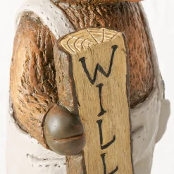 Deko Figur Schottisches Hochlandrind Buffi Willkommen, Hochlandrind mit Latzhose und Schild, Boltze