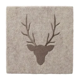 Deko Filzbild Hirsch Vilbert, Hirschkopf bestickt, braun-beige, 24x24cm, Boltze Home Collections