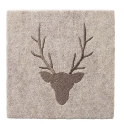 Deko Filzbild Hirsch Vilbert, Hirschkopf bestickt, braun-beige, 24x24cm, Boltze Home Collections