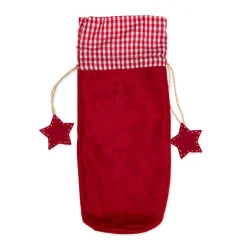Deko Flaschentasche Wichtel Weihnachtszwerg, Filztasche mit Wichtel und Sterne, rot, 30x8cm, Halbach