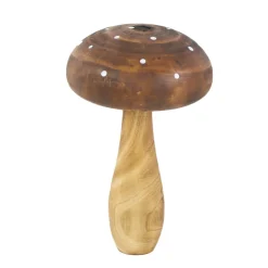 Deko Fliegenpilz, Holzpilz braun, gewölbter Hut, 7x10cm, Holz