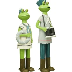 Deko Frosch, Metallfrosch Matrose mit Fernglas, 55cm, Metall