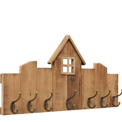 Deko Garderobe Haus, Holzgarderobe mit 7 Haken, 34x64cm, Boltze Home Collectionen