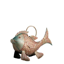 Deko Gießkanne Fisch, Metallfisch mit goldbraun-rot, 28cm