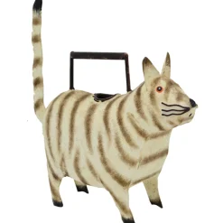 Deko Gießkanne Katze, Metallkatze getigert, 30cm