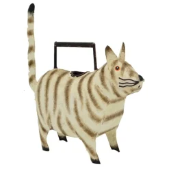 Deko Gießkanne Katze, Metallkatze getigert, 30cm
