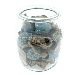 Deko Glocke blau mit Klang, Kuhglocke mit Blumenmuster blau-weiß, 5cm