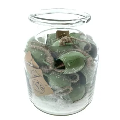 Deko Glocke grün mit Klang, Kuhglocke mit Blumenmuster grün-weiß, 5cm