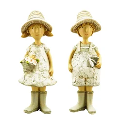 Deko Gärtner, Gärtnerjunge mit Gummistifel und Schaufel, 18cm, Polyresin