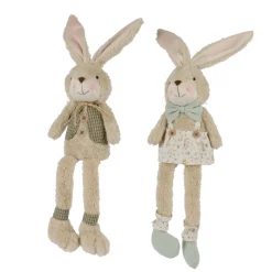 Deko Hase mit Latzhose oder Schürze, Osterhasen mit Schlackerbeinen, Plüschhasen, 53cm