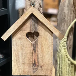 Deko Haus natur, Holzhaus mit Herz, 25x21cm, Hänger