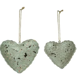 Deko Herz Antik, Metallherz grün used look gefüllt, 10x12cm, Hänger