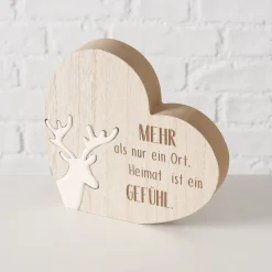 Deko Herz Hirsch, Holzherz mit Hirsch und Spruch: Mehr als nur ein Ort..., 16x15cm, Boltze Home Coll